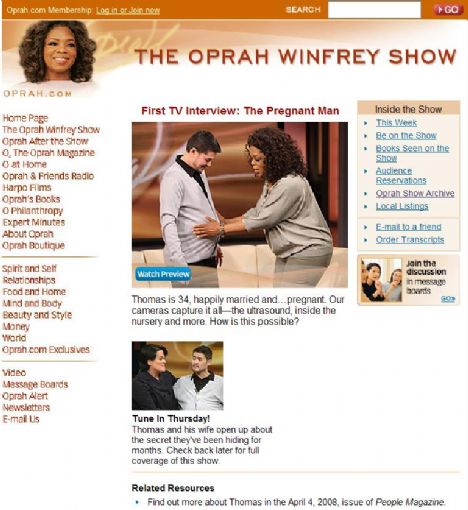 pregnant man on oprah. Oprah: The Pregnant Man